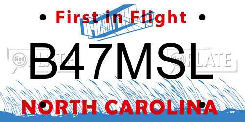 B47MSL North Carolina License Plate