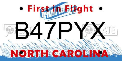 B47PYX North Carolina License Plate