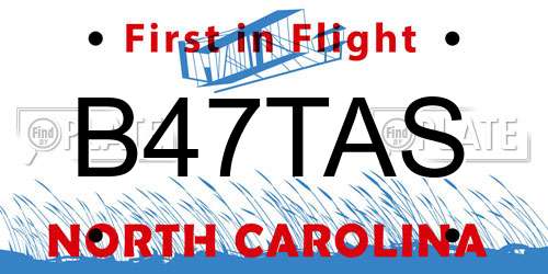 B47TAS North Carolina License Plate
