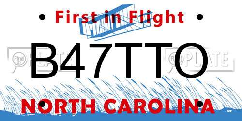 B47TTO North Carolina License Plate