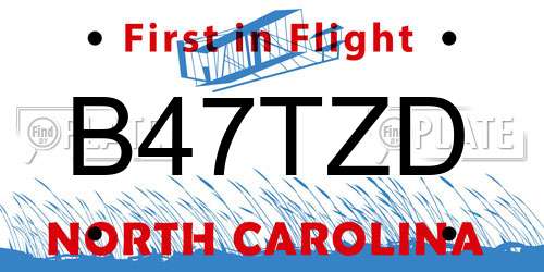 B47TZD North Carolina License Plate