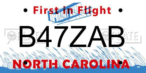 B47ZAB North Carolina License Plate
