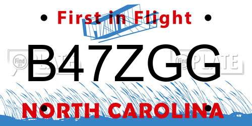 B47ZGG North Carolina License Plate