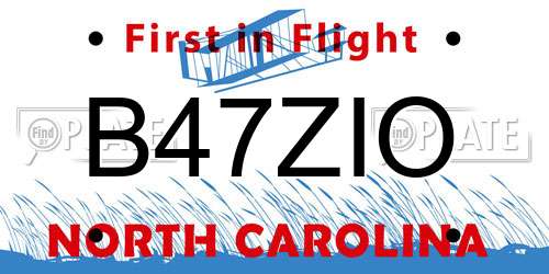B47ZIO North Carolina License Plate