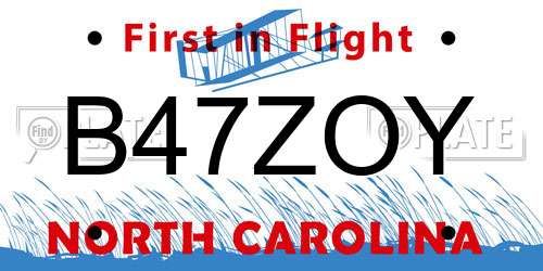 B47ZOY North Carolina License Plate