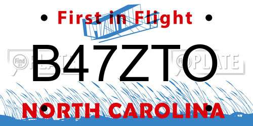 B47ZTO North Carolina License Plate
