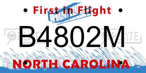 B4802M North Carolina License Plate