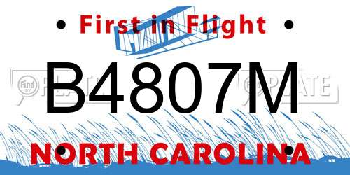 B4807M North Carolina License Plate