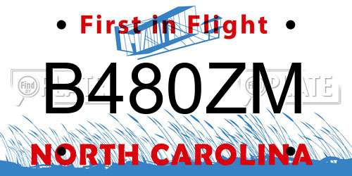 B480ZM North Carolina License Plate