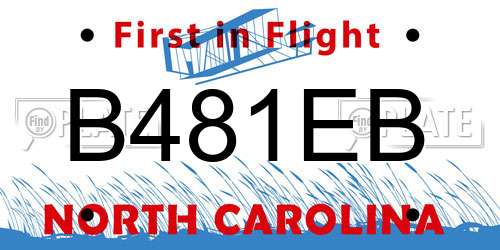 B481EB North Carolina License Plate