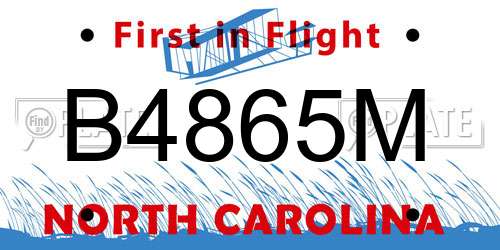 B4865M North Carolina License Plate