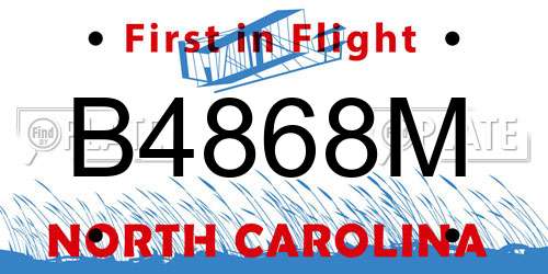 B4868M North Carolina License Plate