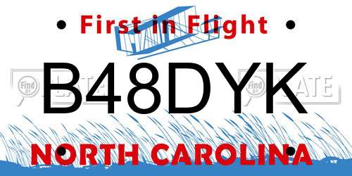 B48DYK North Carolina License Plate