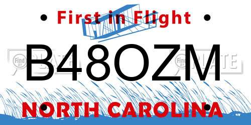 B48OZM North Carolina License Plate