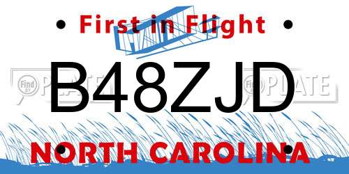 B48ZJD North Carolina License Plate