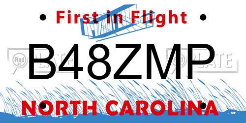 B48ZMP North Carolina License Plate