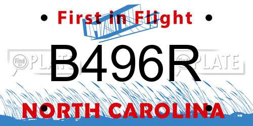 B496R North Carolina License Plate