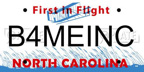 B4MEINC North Carolina License Plate
