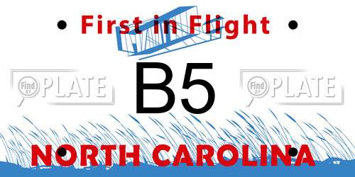 B5 North Carolina License Plate