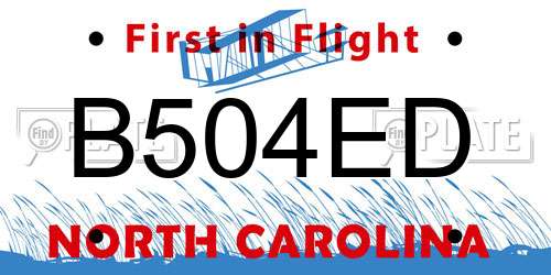 B504ED North Carolina License Plate