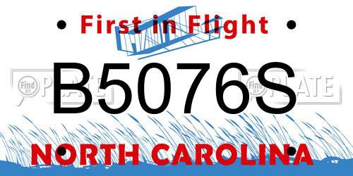B5076S North Carolina License Plate