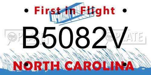 B5082V North Carolina License Plate