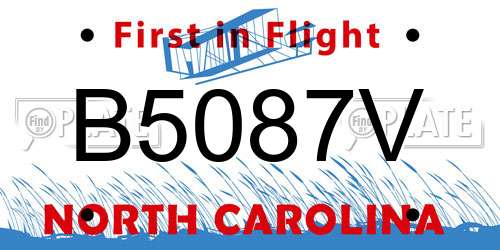B5087V North Carolina License Plate