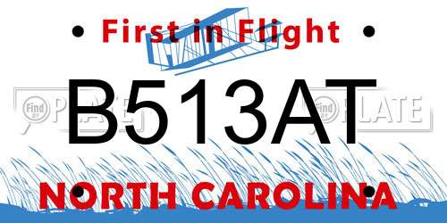 B513AT North Carolina License Plate
