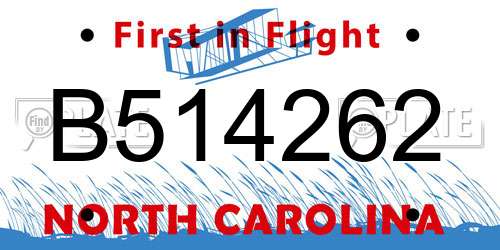 B514262 North Carolina License Plate