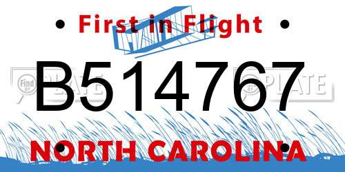 B514767 North Carolina License Plate