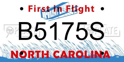 B5175S North Carolina License Plate