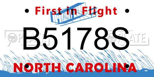 B5178S North Carolina License Plate