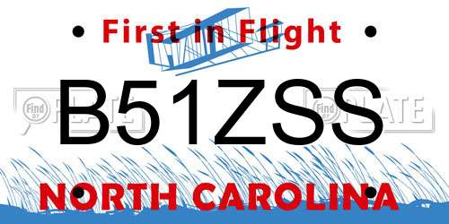 B51ZSS North Carolina License Plate