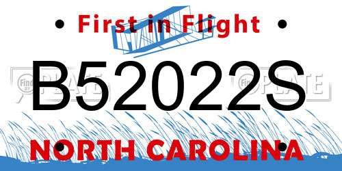 B52022S North Carolina License Plate