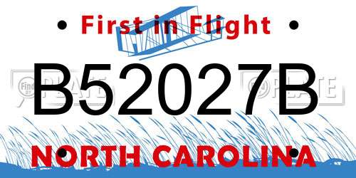 B52027B North Carolina License Plate