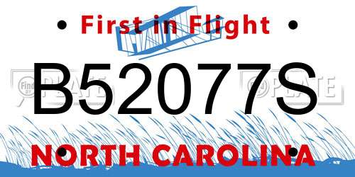 B52077S North Carolina License Plate