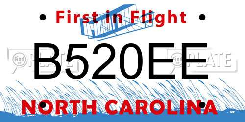 B520EE North Carolina License Plate