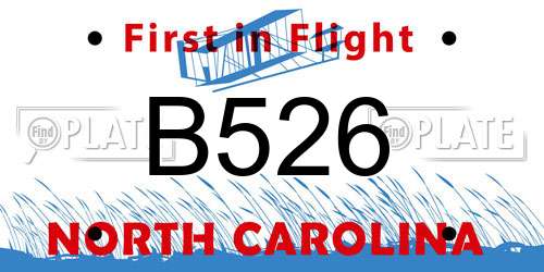 B526 North Carolina License Plate