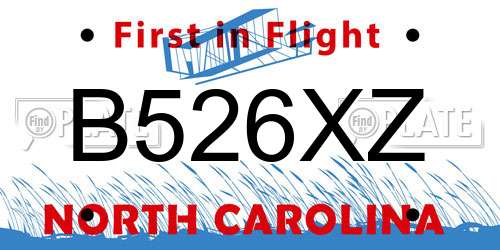 B526XZ North Carolina License Plate