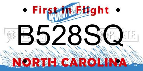 B528SQ North Carolina License Plate