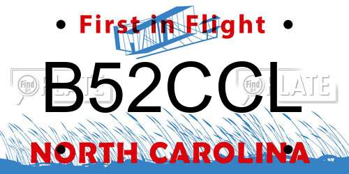 B52CCL North Carolina License Plate