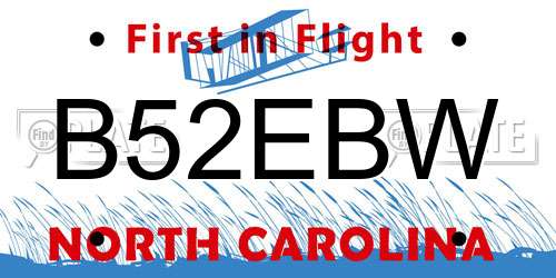 B52EBW North Carolina License Plate