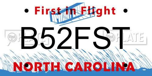 B52FST North Carolina License Plate