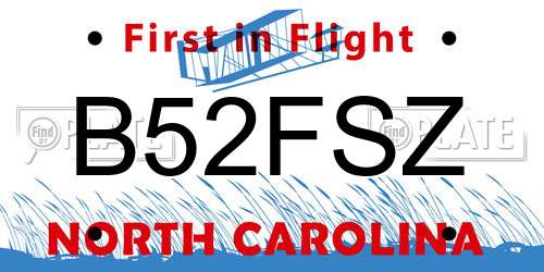 B52FSZ North Carolina License Plate