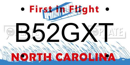 B52GXT North Carolina License Plate