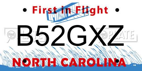 B52GXZ North Carolina License Plate