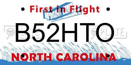 B52HTO North Carolina License Plate