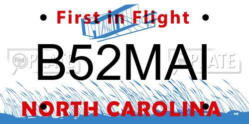 B52MAI North Carolina License Plate
