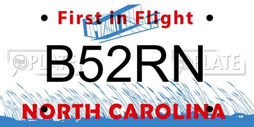B52RN North Carolina License Plate