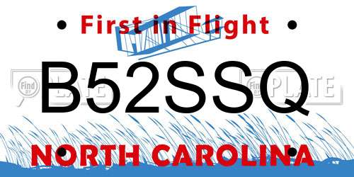 B52SSQ North Carolina License Plate